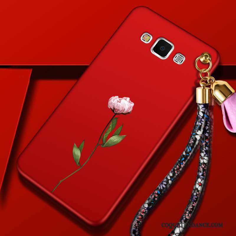 Samsung Galaxy A7 2015 Coque Rouge Grand Ornements Suspendus Protection Silicone