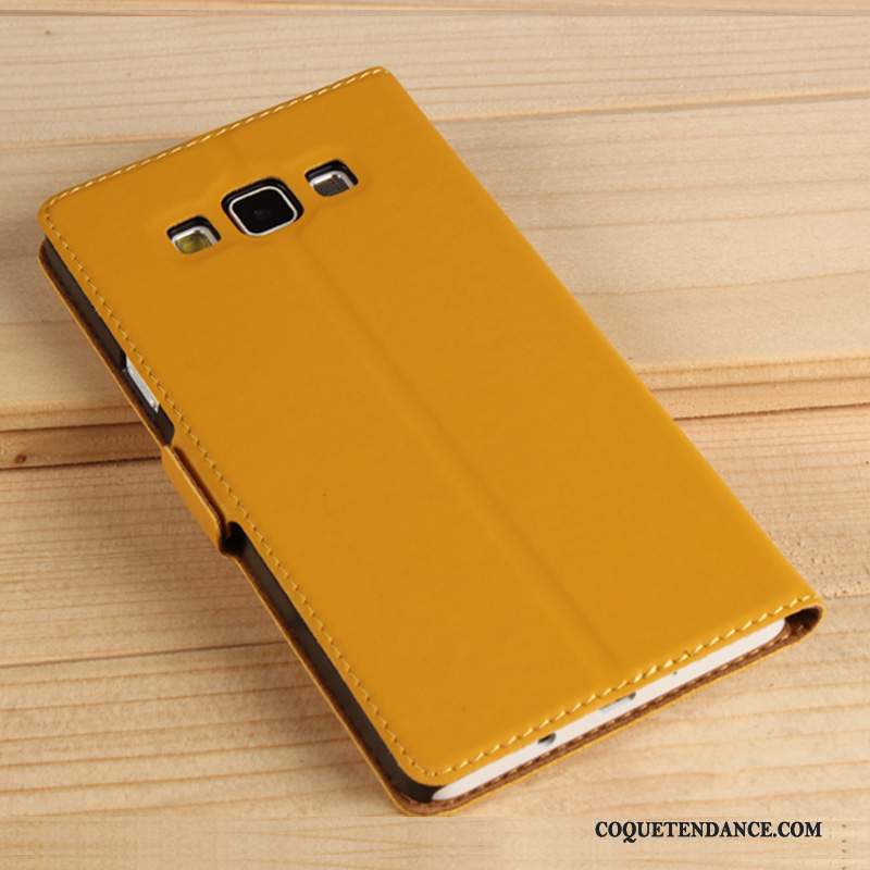 Samsung Galaxy A7 2015 Coque Étui Cuir Véritable Étui En Cuir Jaune