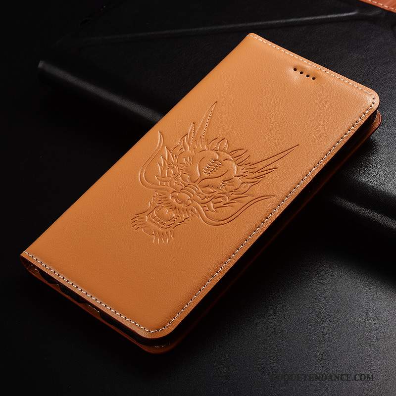 Samsung Galaxy A70 Coque Cuir Véritable Dragon Étui En Cuir Jours Tout Compris