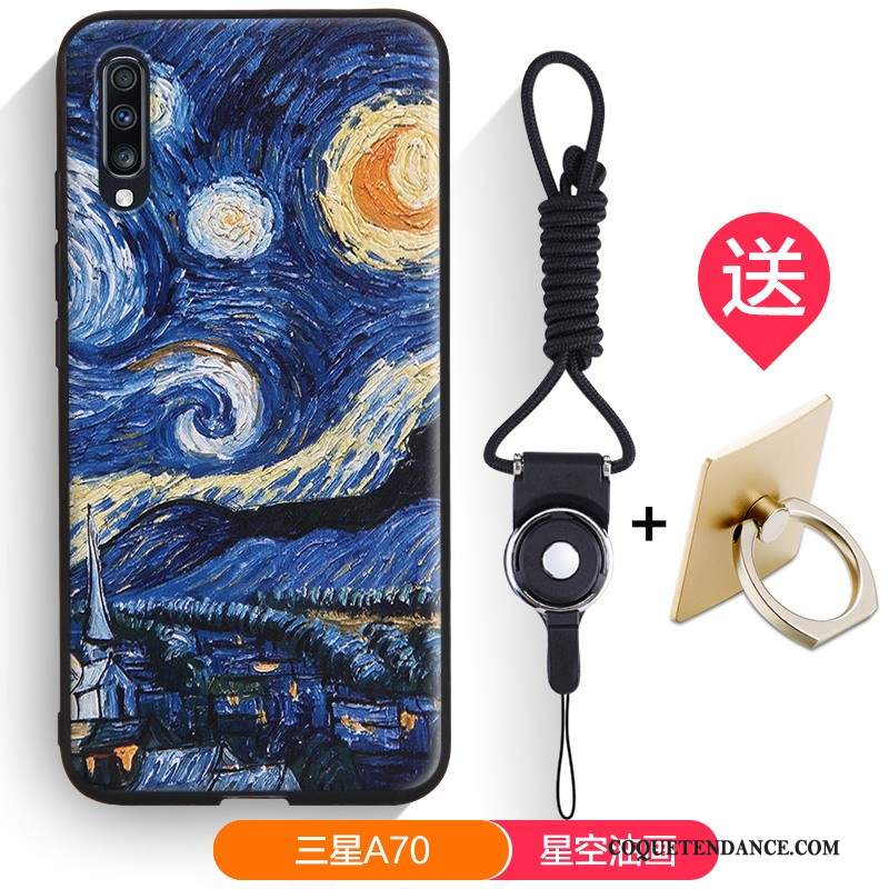 Samsung Galaxy A70 Coque De Téléphone Bleu Gaufrage Étui Dessin Animé