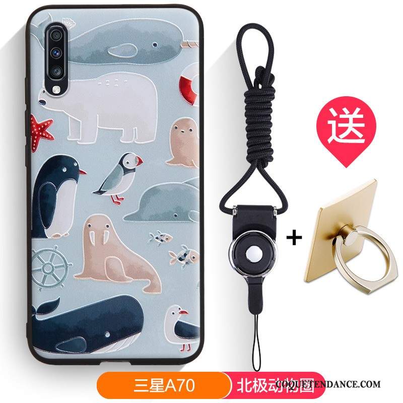 Samsung Galaxy A70 Coque De Téléphone Bleu Gaufrage Étui Dessin Animé