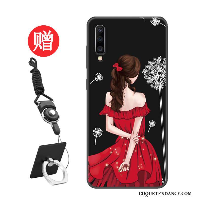 Samsung Galaxy A70 Coque De Téléphone Net Rouge Vent Délavé En Daim Étui