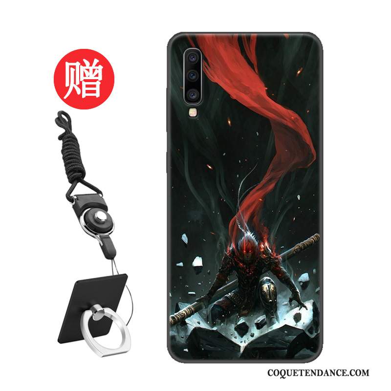 Samsung Galaxy A70 Coque De Téléphone Net Rouge Vent Délavé En Daim Étui