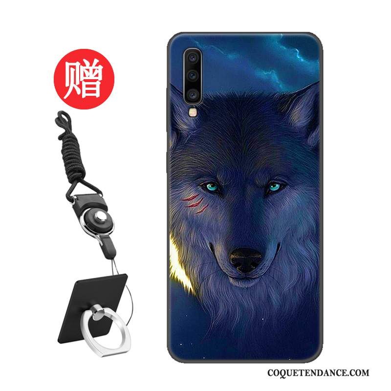 Samsung Galaxy A70 Coque De Téléphone Net Rouge Vent Délavé En Daim Étui