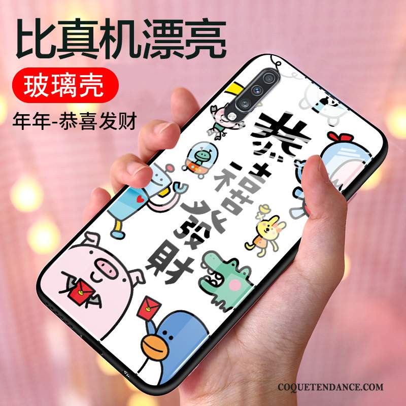 Samsung Galaxy A70 Coque Dessin Animé Incassable Style Chinois Créatif Verre