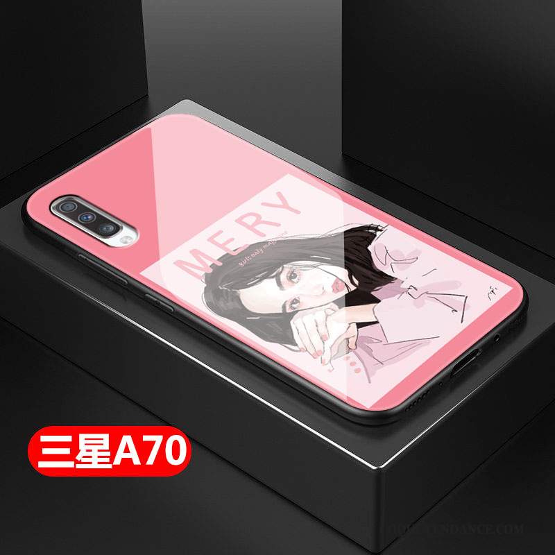 Samsung Galaxy A70 Coque Dessin Animé Tout Compris Verre Incassable Fluide Doux