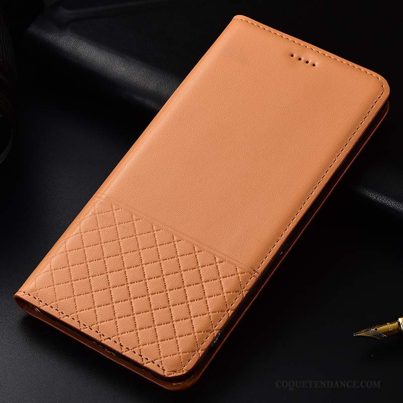 Samsung Galaxy A70 Coque Jaune Luxe Cuir Haut Étui Housse