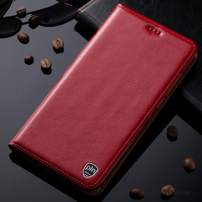 Samsung Galaxy A70 Coque Modèle Fleurie Clamshell Rouge Incassable Cuir Véritable