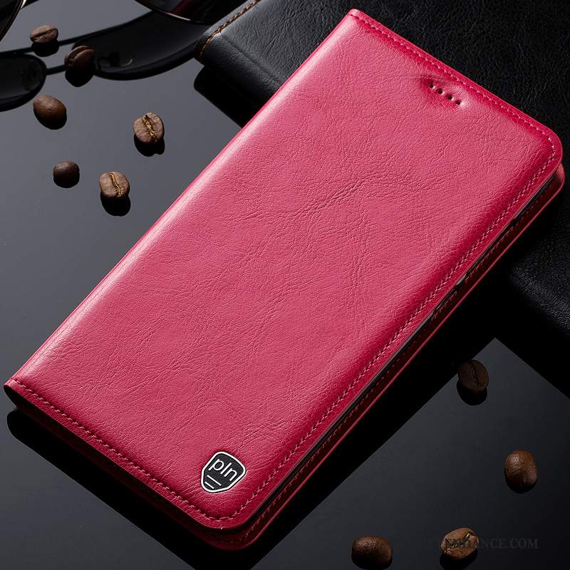 Samsung Galaxy A70 Coque Modèle Fleurie Clamshell Rouge Incassable Cuir Véritable