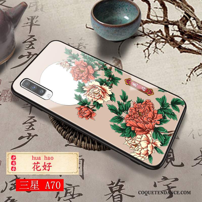 Samsung Galaxy A70 Coque Protection Style Chinois Simple Étui Silicone