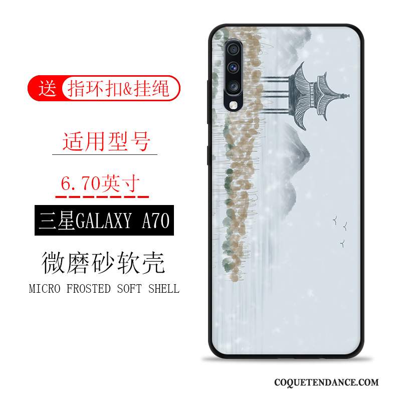 Samsung Galaxy A70 Coque Tout Compris Paysage Fluide Doux Vert