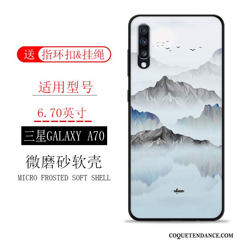 Samsung Galaxy A70 Coque Tout Compris Paysage Fluide Doux Vert