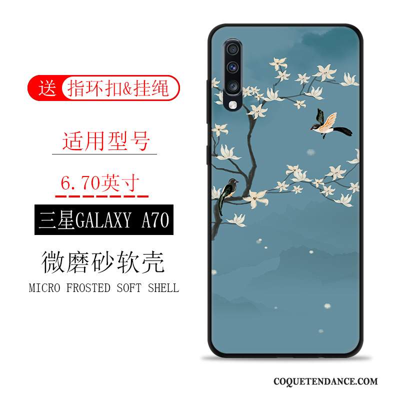 Samsung Galaxy A70 Coque Tout Compris Paysage Fluide Doux Vert