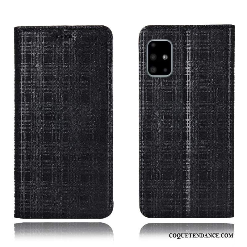 Samsung Galaxy A71 Coque Cuir Véritable Housse De Téléphone Incassable Plaid