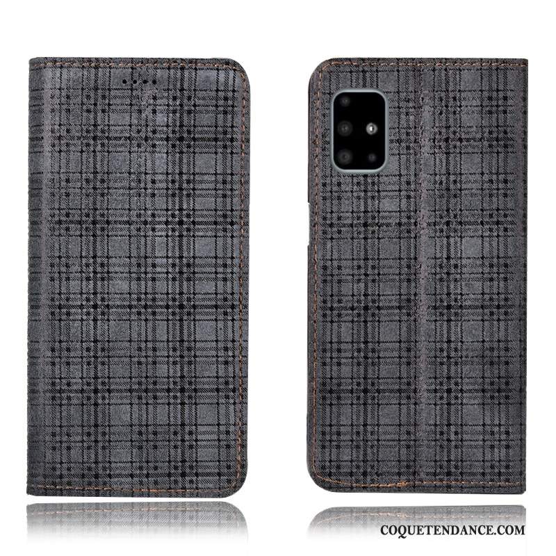 Samsung Galaxy A71 Coque Cuir Véritable Housse De Téléphone Incassable Plaid