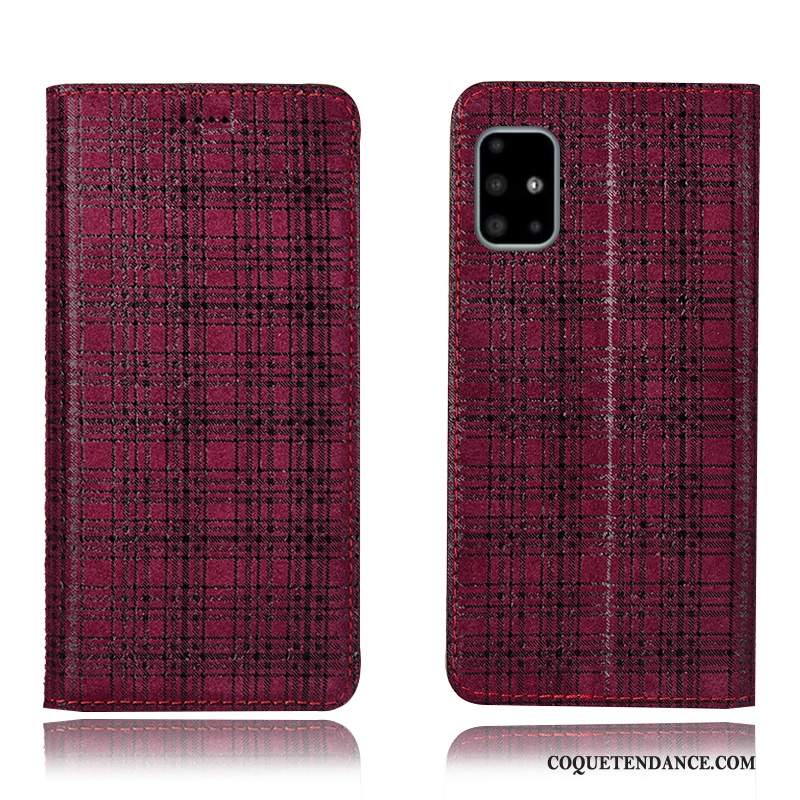 Samsung Galaxy A71 Coque Cuir Véritable Housse De Téléphone Incassable Plaid