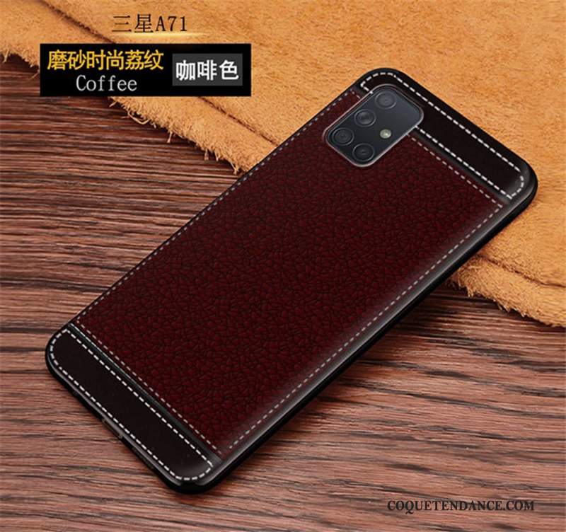 Samsung Galaxy A71 Coque De Téléphone Litchi Rouge Incassable Étui