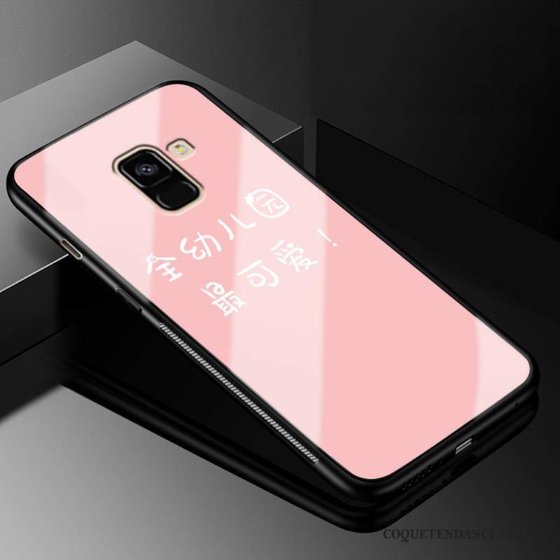 Samsung Galaxy A8 2018 Coque Incassable Rose Verre Étui Protection