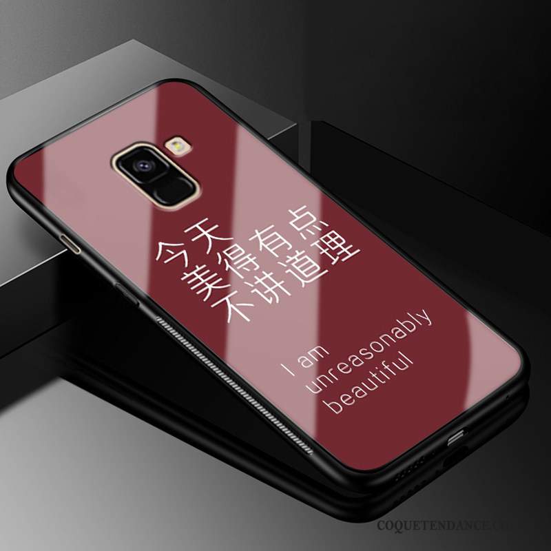 Samsung Galaxy A8 2018 Coque Incassable Rose Verre Étui Protection
