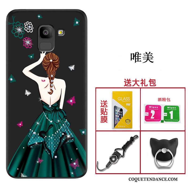 Samsung Galaxy A8 2018 Coque Noir Étui Fluide Doux Protection Tendance