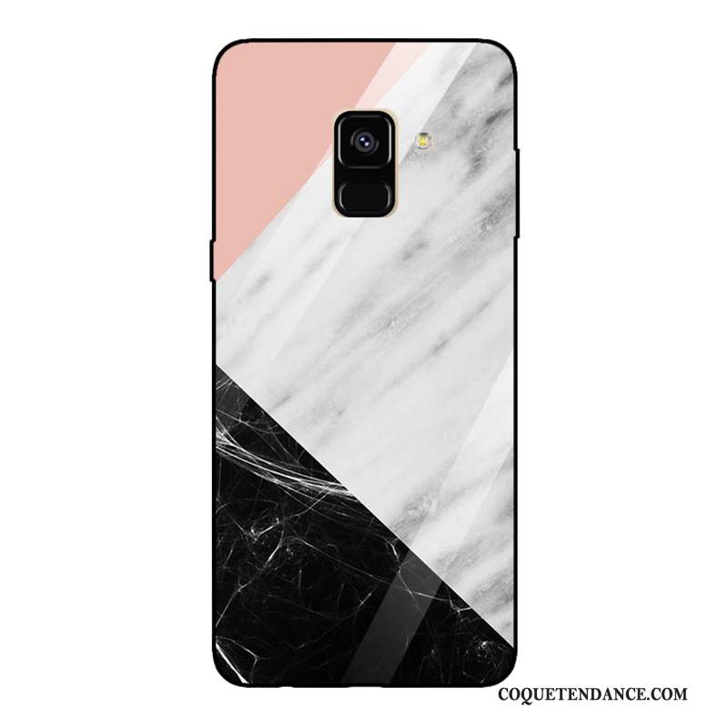 Samsung Galaxy A8 2018 Coque Simple Noir Verre Trempé De Téléphone Tendance