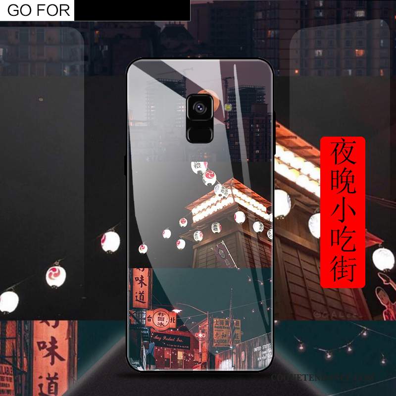 Samsung Galaxy A8 2018 Coque Verre Trempé Miroir Protection Incassable Étui