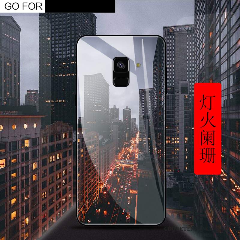 Samsung Galaxy A8 2018 Coque Verre Trempé Miroir Protection Incassable Étui