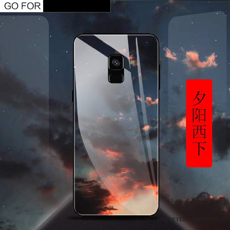 Samsung Galaxy A8 2018 Coque Verre Trempé Miroir Protection Incassable Étui