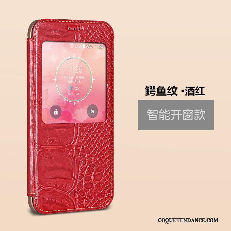Samsung Galaxy A8 Coque De Téléphone Rouge Housse Étui Cuir Véritable