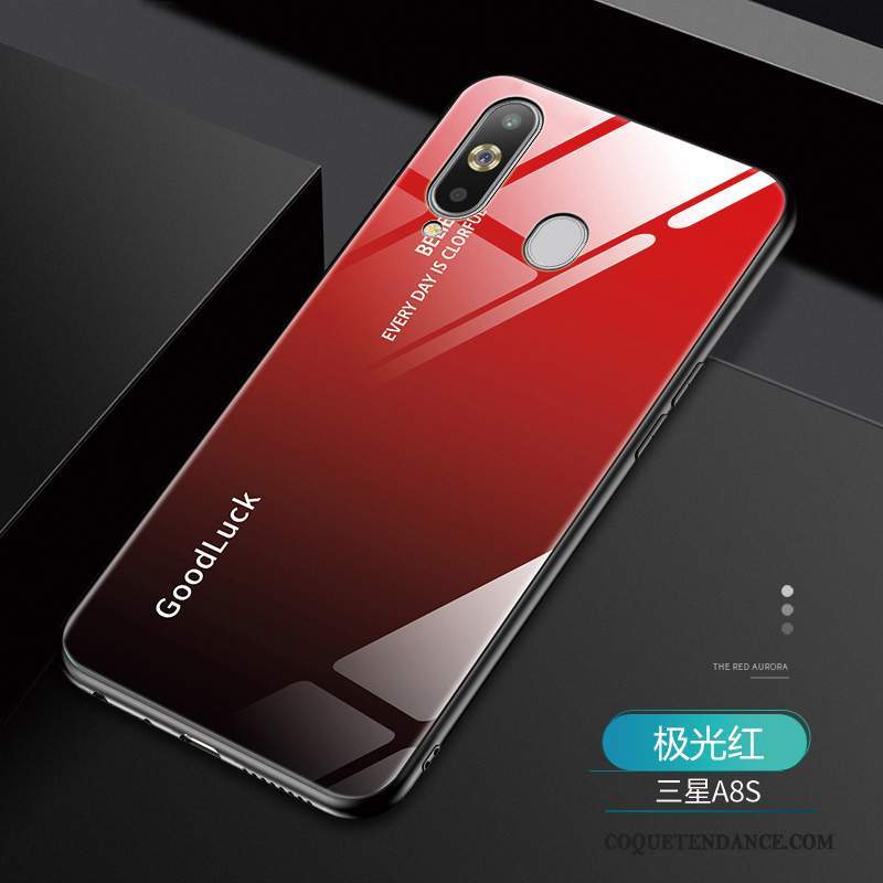 Samsung Galaxy A8s Coque Dégradé Net Rouge Protection Mode Amoureux