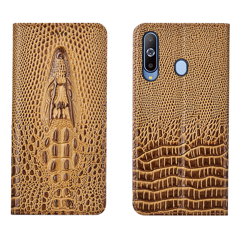 Samsung Galaxy A8s Coque Étui En Cuir De Téléphone Tout Compris Cuir Véritable Jaune