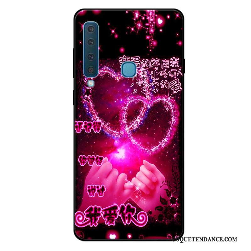 Samsung Galaxy A9 2018 Coque Incassable Amoureux Personnalisé Fluide Doux Rose