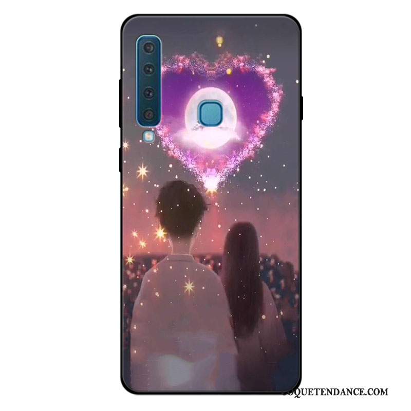 Samsung Galaxy A9 2018 Coque Incassable Amoureux Personnalisé Fluide Doux Rose