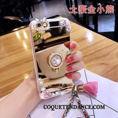 Samsung Galaxy J3 2015 Coque Rose Protection Miroir Incruster Strass De Téléphone