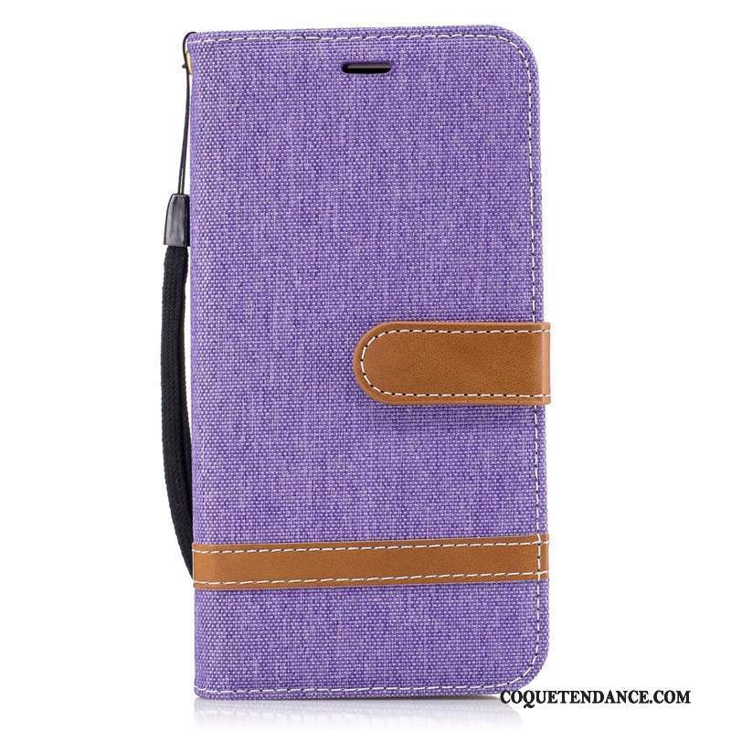 Samsung Galaxy J3 2016 Coque Housse Étui En Cuir En Denim Violet Protection