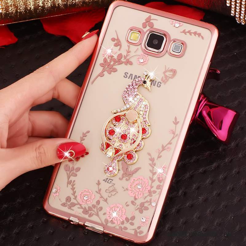 Samsung Galaxy J3 2016 Coque Rose Strass Silicone Protection Étui