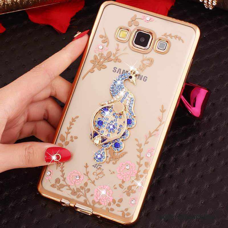 Samsung Galaxy J3 2016 Coque Rose Strass Silicone Protection Étui