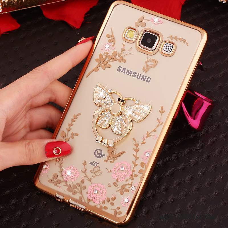 Samsung Galaxy J3 2016 Coque Rose Strass Silicone Protection Étui