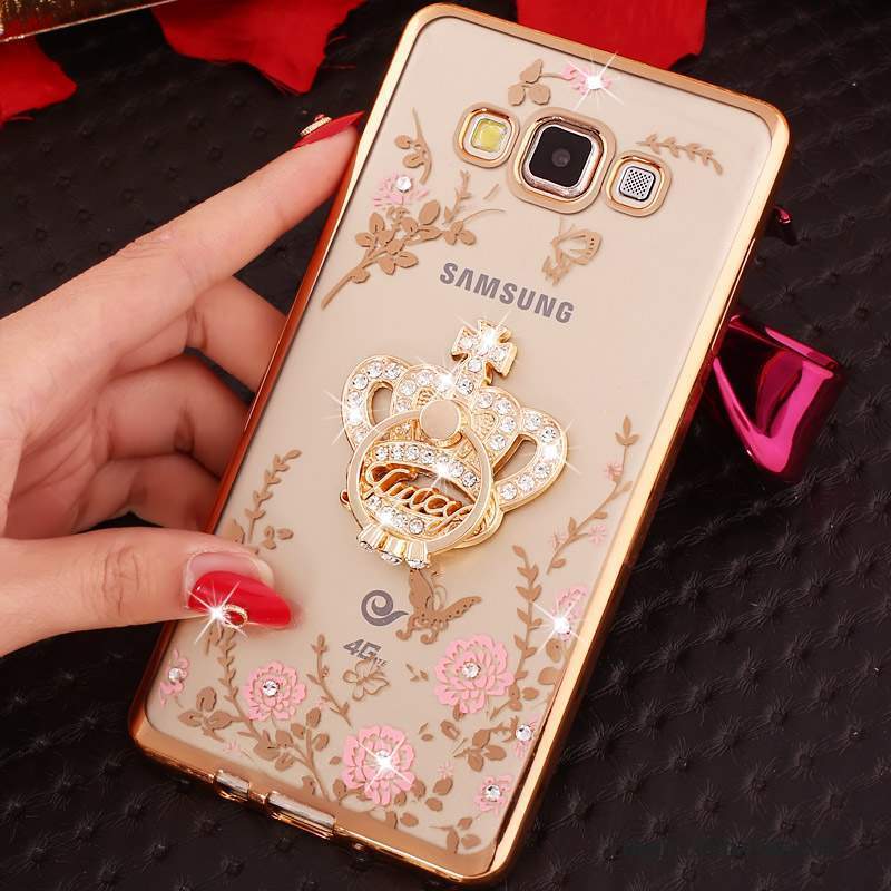 Samsung Galaxy J3 2016 Coque Rose Strass Silicone Protection Étui