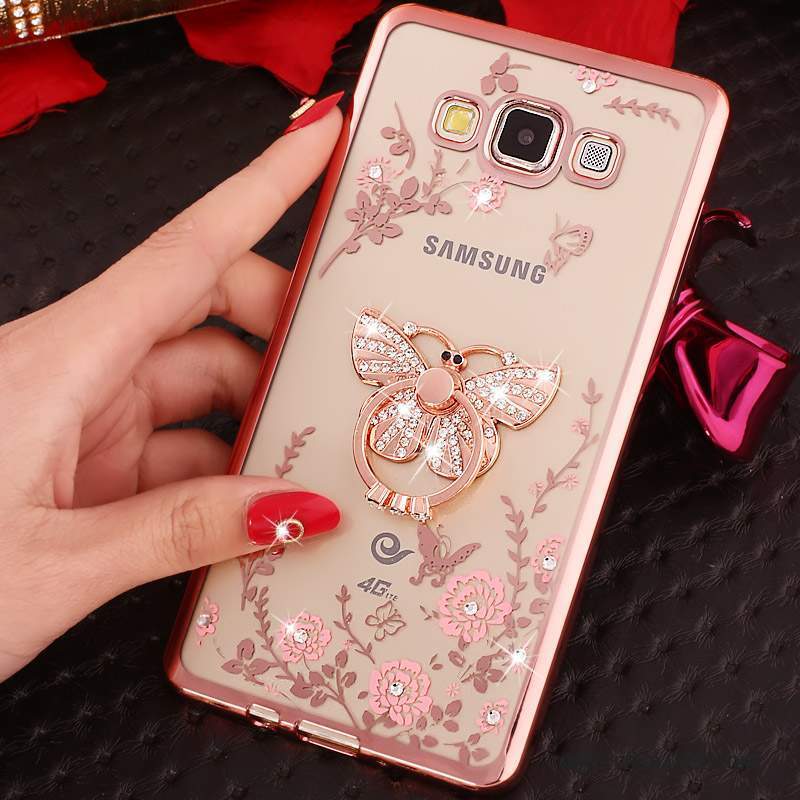 Samsung Galaxy J3 2016 Coque Rose Strass Silicone Protection Étui