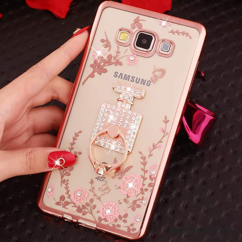 Samsung Galaxy J3 2016 Coque Rose Strass Silicone Protection Étui