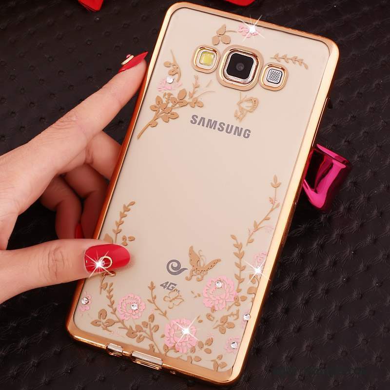 Samsung Galaxy J3 2016 Coque Rose Strass Silicone Protection Étui