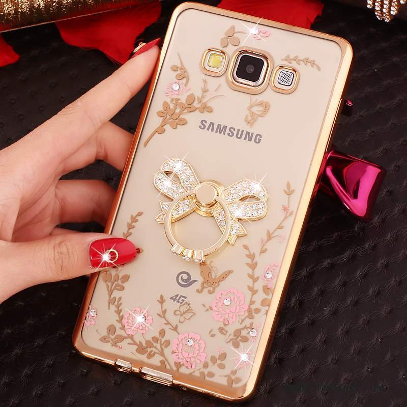 Samsung Galaxy J3 2016 Coque Rose Strass Silicone Protection Étui