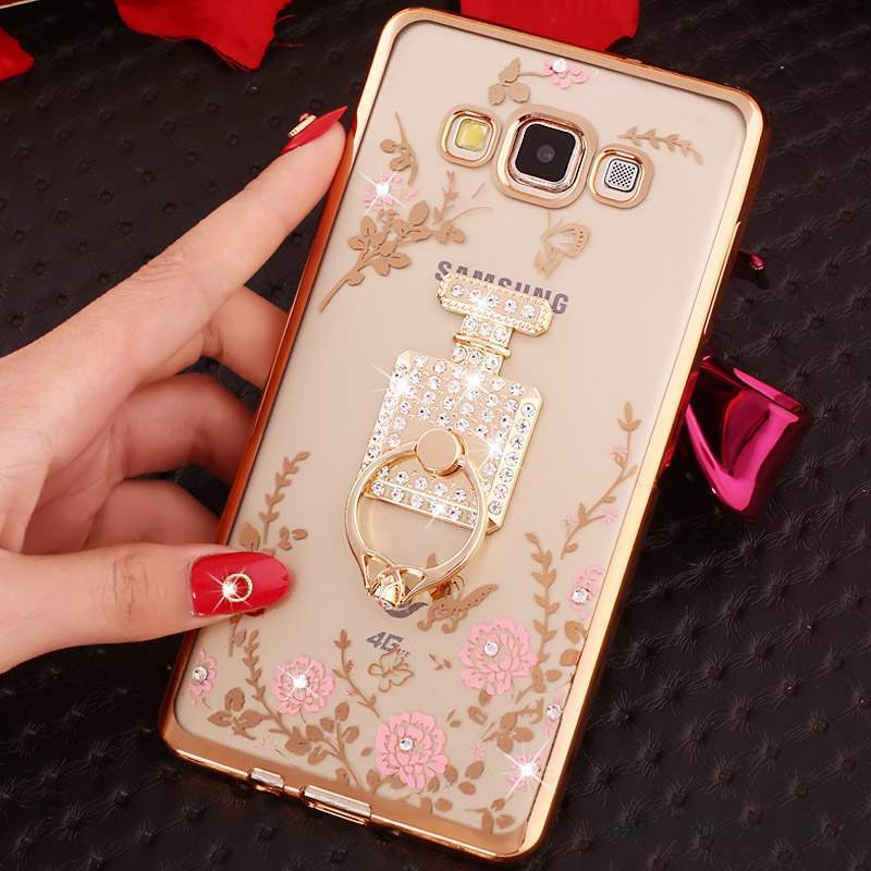 Samsung Galaxy J3 2016 Coque Rose Strass Silicone Protection Étui