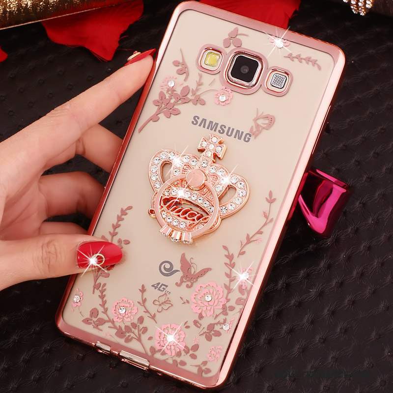 Samsung Galaxy J3 2016 Coque Rose Strass Silicone Protection Étui