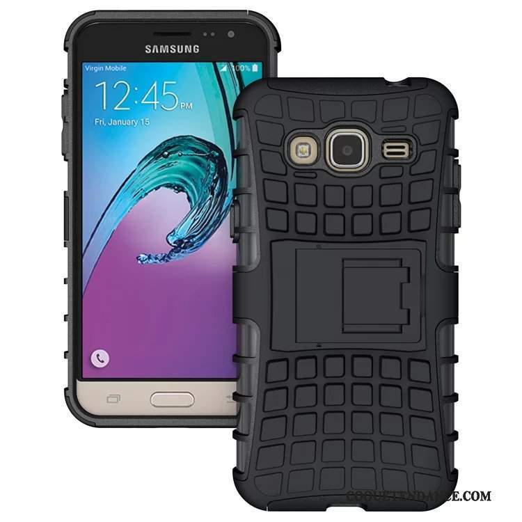 Samsung Galaxy J3 2016 Coque Étui Silicone Support Vert Protection