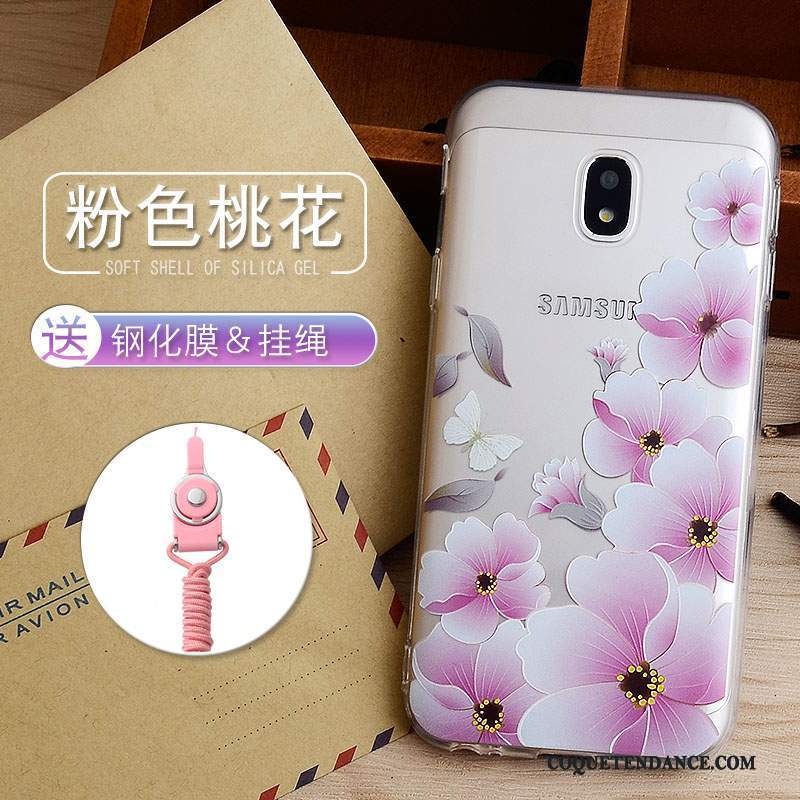 Samsung Galaxy J3 2017 Coque Gaufrage De Téléphone Rose Incassable Étui