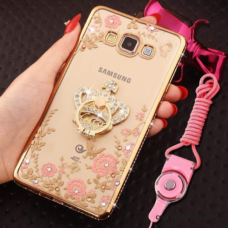 Samsung Galaxy J5 2016 Coque Étui Bordure De Téléphone Incruster Strass Rose