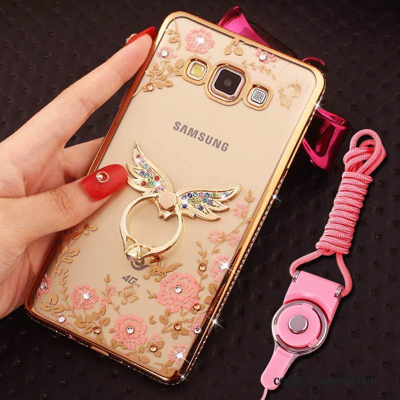 Samsung Galaxy J5 2016 Coque Étui Bordure De Téléphone Incruster Strass Rose