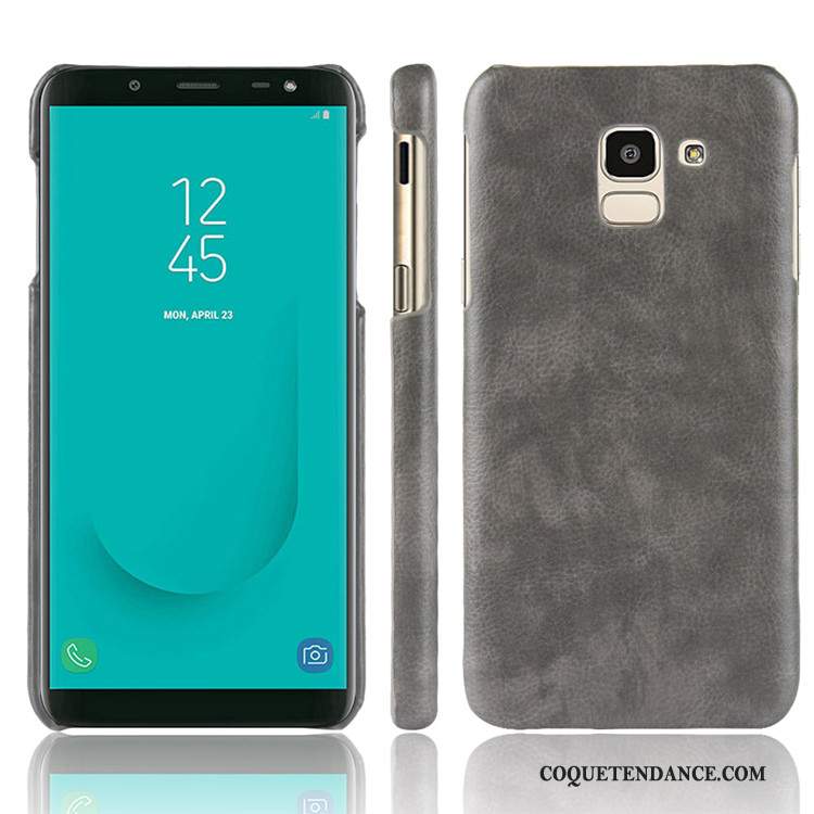 Samsung Galaxy J6 Coque Modèle Fleurie De Téléphone Litchi Incassable Cuir